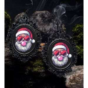 Bubble Gum Santa Earrings Merry Punk Christmas Hearts